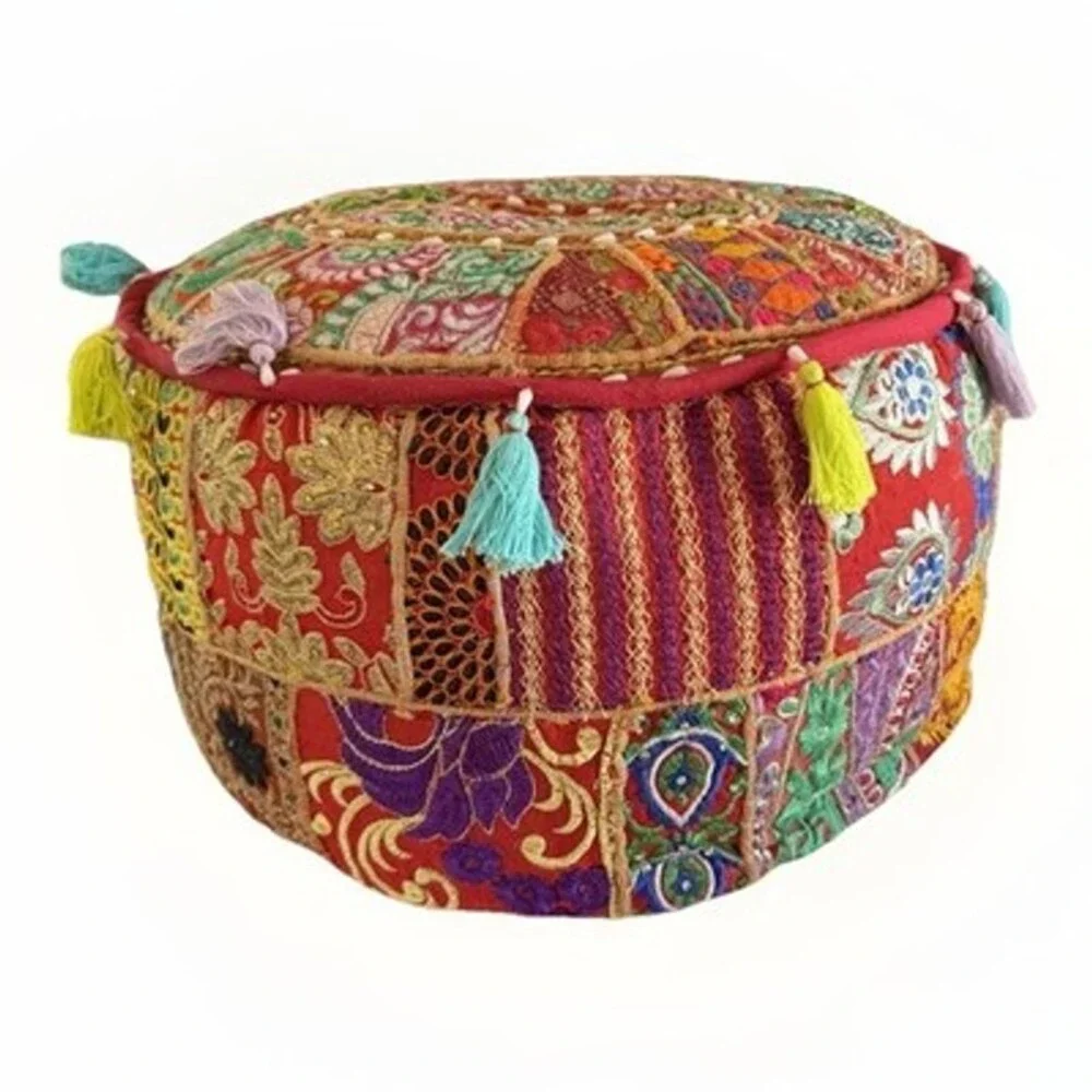 NWT Bohemian, Ethnic, Eclectic, Moroccan,4 Pillows&Pouf Ottoman boho-chic vibe